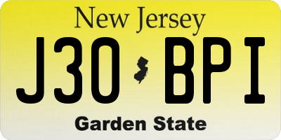 NJ license plate J30BPI