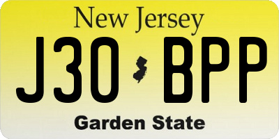 NJ license plate J30BPP