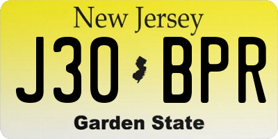 NJ license plate J30BPR