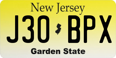 NJ license plate J30BPX