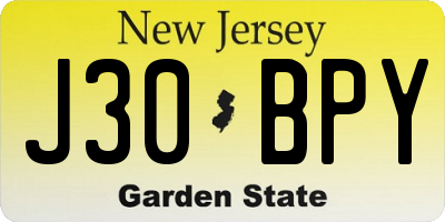 NJ license plate J30BPY