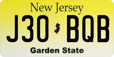 NJ license plate J30BQB