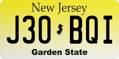 NJ license plate J30BQI