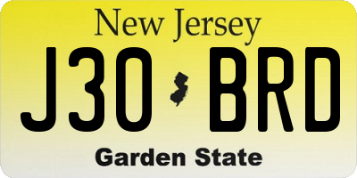 NJ license plate J30BRD