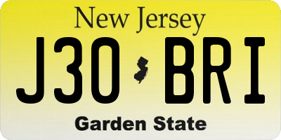 NJ license plate J30BRI