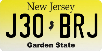 NJ license plate J30BRJ