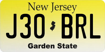 NJ license plate J30BRL