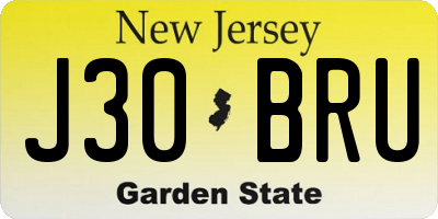 NJ license plate J30BRU