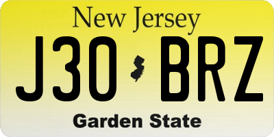 NJ license plate J30BRZ