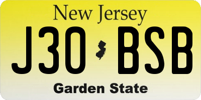 NJ license plate J30BSB