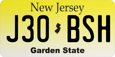 NJ license plate J30BSH