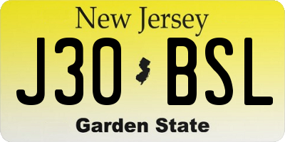 NJ license plate J30BSL