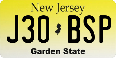 NJ license plate J30BSP