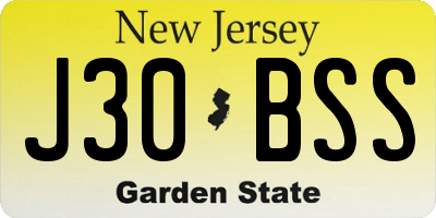 NJ license plate J30BSS