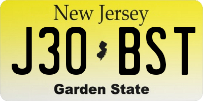 NJ license plate J30BST