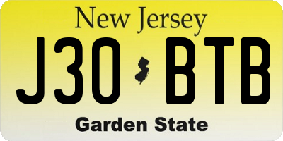 NJ license plate J30BTB