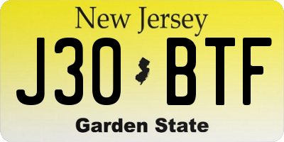 NJ license plate J30BTF