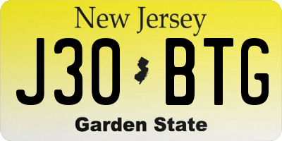 NJ license plate J30BTG