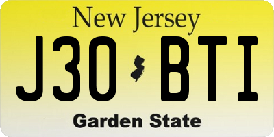 NJ license plate J30BTI