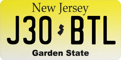 NJ license plate J30BTL