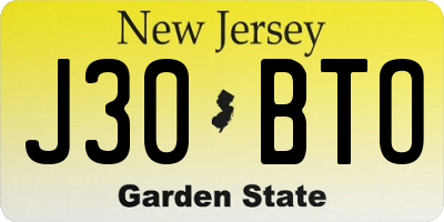 NJ license plate J30BTO