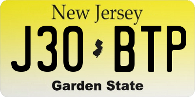 NJ license plate J30BTP