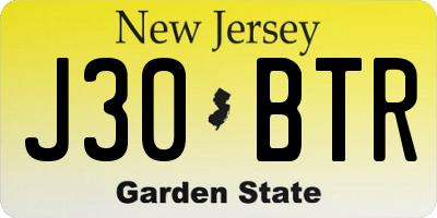 NJ license plate J30BTR