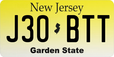 NJ license plate J30BTT