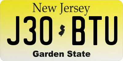 NJ license plate J30BTU