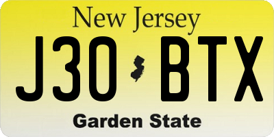 NJ license plate J30BTX