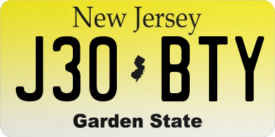 NJ license plate J30BTY