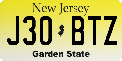 NJ license plate J30BTZ