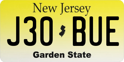 NJ license plate J30BUE