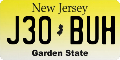 NJ license plate J30BUH