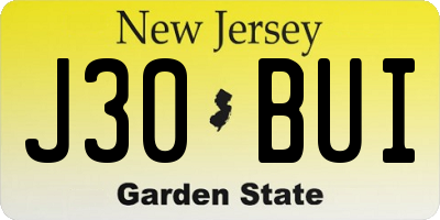 NJ license plate J30BUI