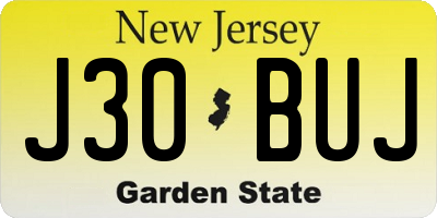 NJ license plate J30BUJ