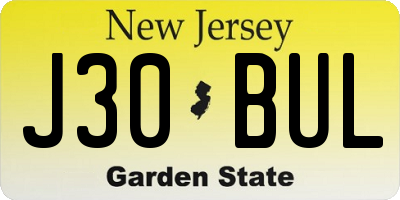 NJ license plate J30BUL