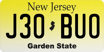 NJ license plate J30BUO