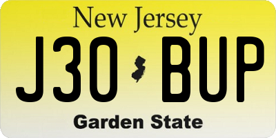 NJ license plate J30BUP