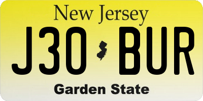 NJ license plate J30BUR