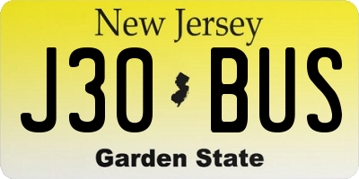 NJ license plate J30BUS