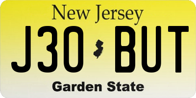 NJ license plate J30BUT