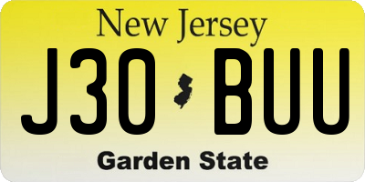 NJ license plate J30BUU