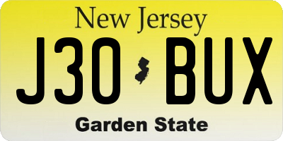 NJ license plate J30BUX