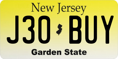 NJ license plate J30BUY