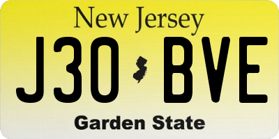 NJ license plate J30BVE