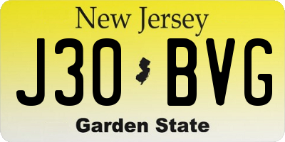 NJ license plate J30BVG
