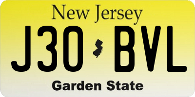 NJ license plate J30BVL