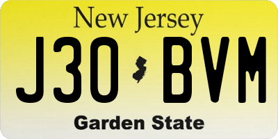 NJ license plate J30BVM