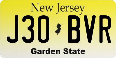 NJ license plate J30BVR